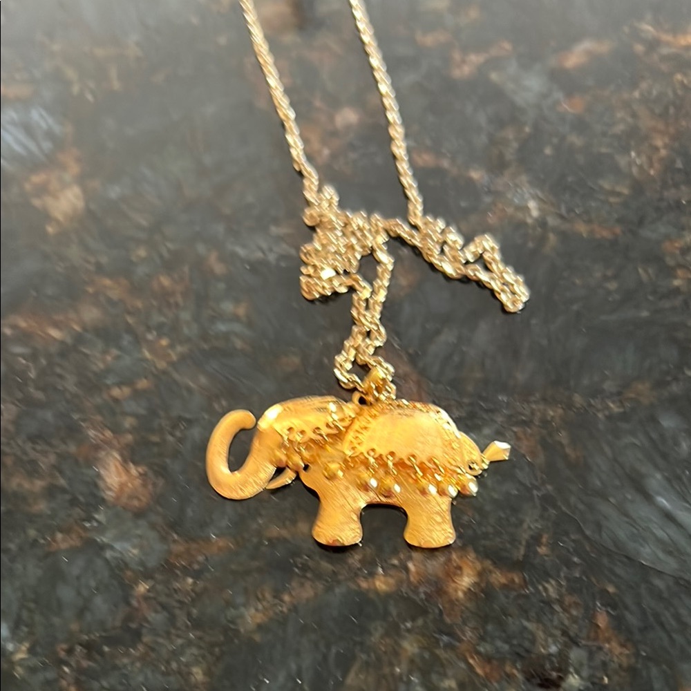 Gold Elephant Pendant Necklace